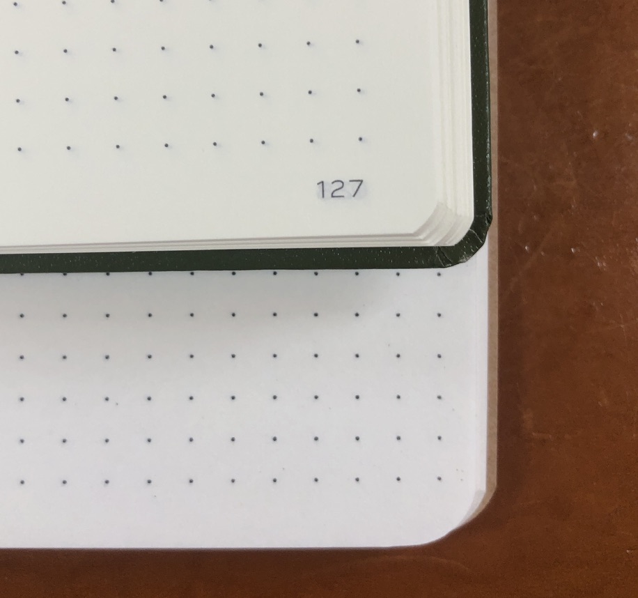 Leuchtturm1917 dot grid top, new notebook dot grid bottom.
